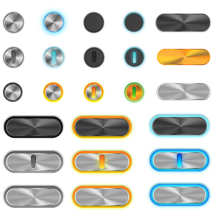 Brushed Aluminium Button Set