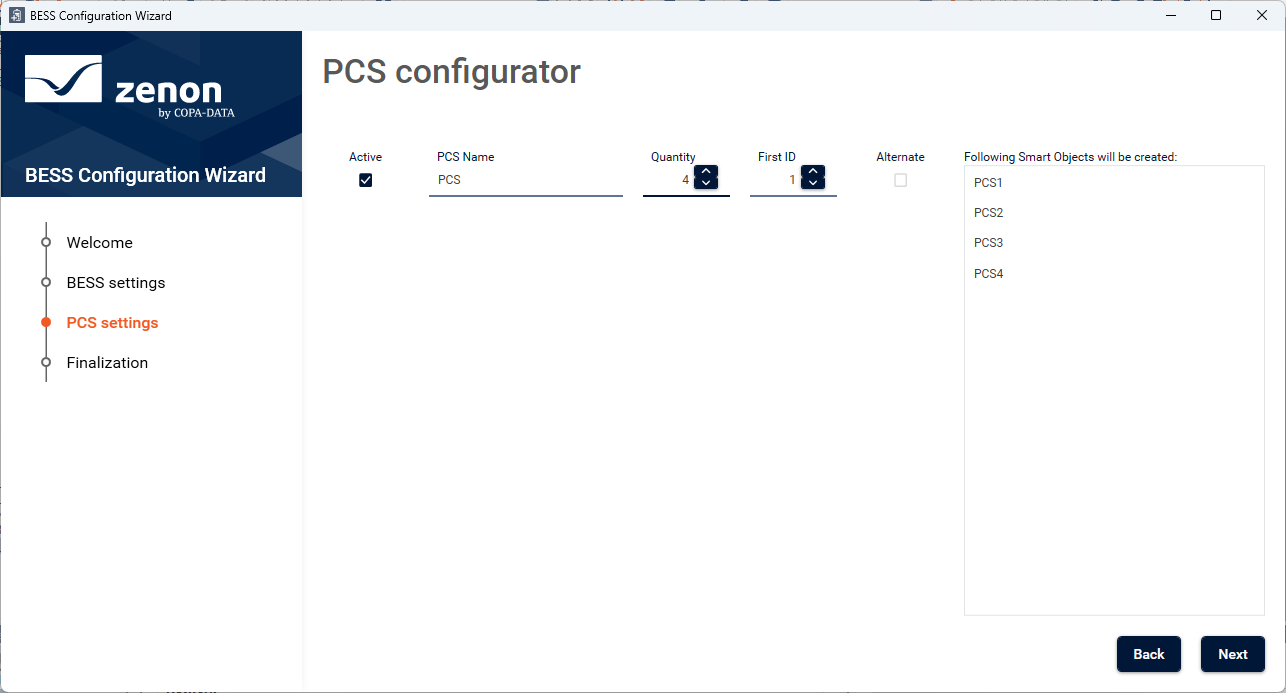 Bess Incon BESS Configuration wizard – COPA-DATA zenon Engineering Store