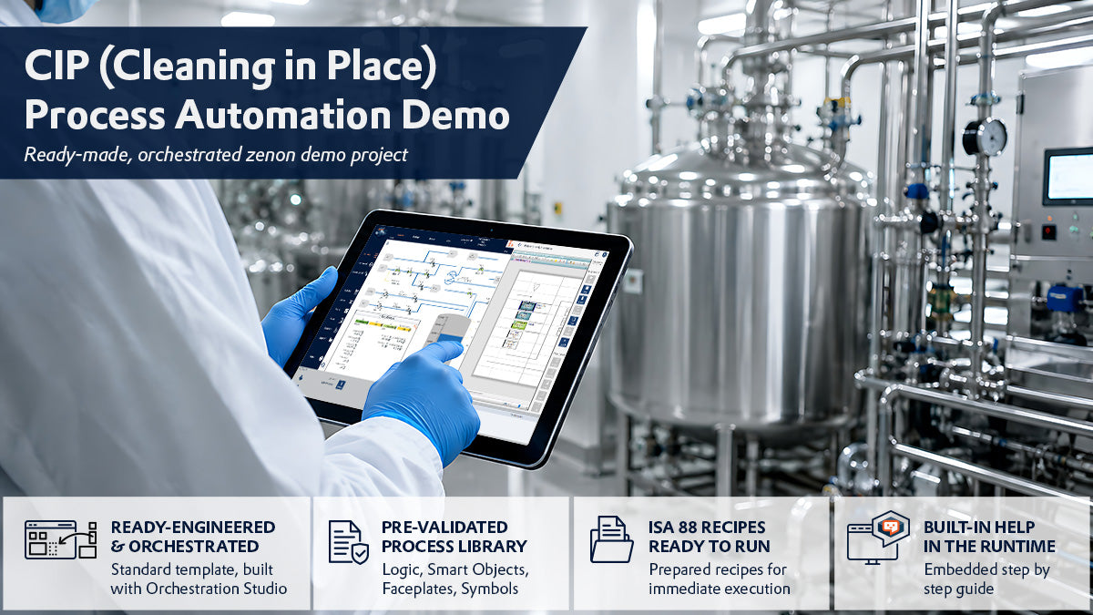 CIP (Cleaning in Place) Process Automation Demo -- ready-made, orchestrated zenon demo project